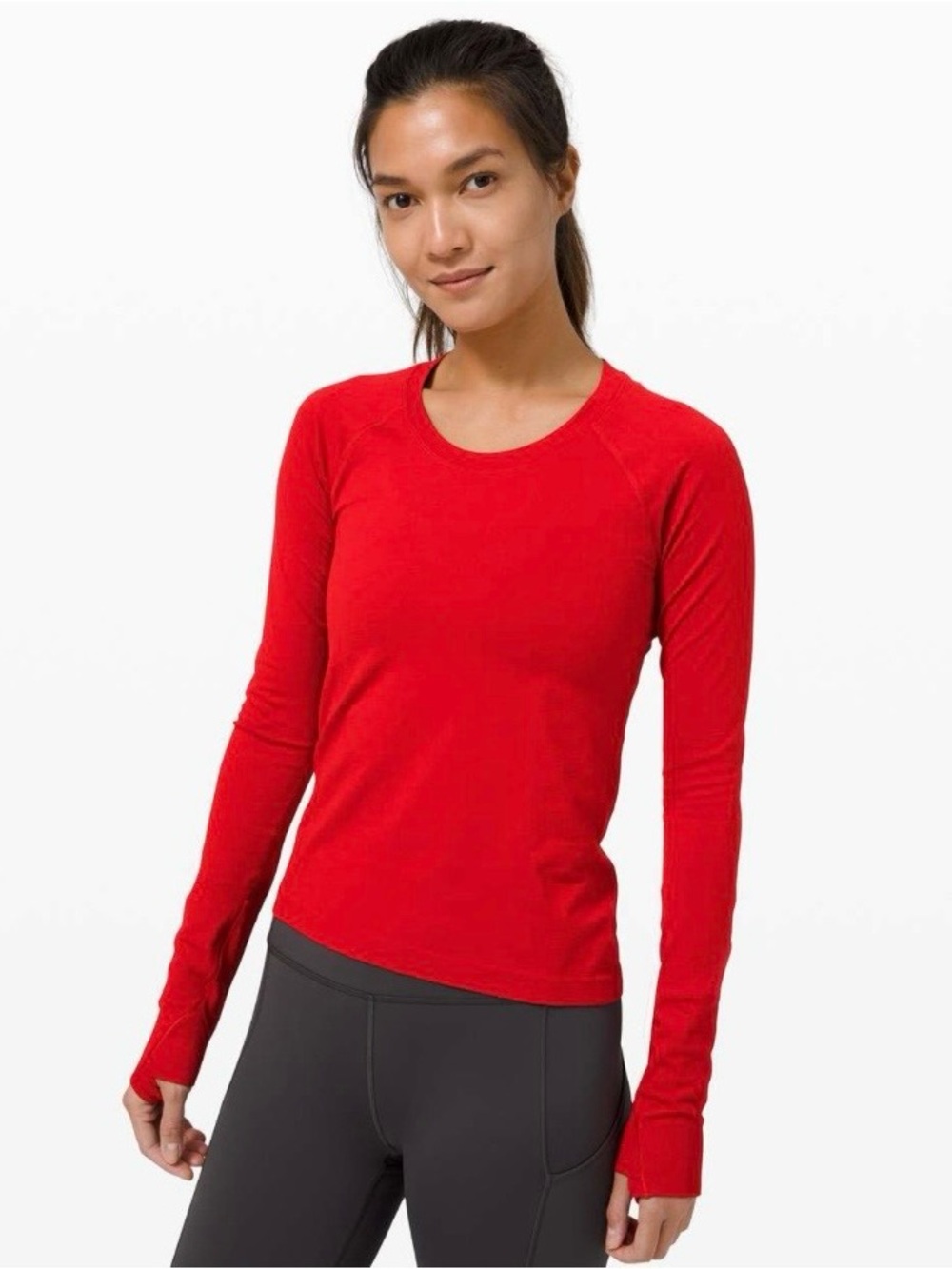 lululemon swiftly tech long sleeve 2.0 race size 14 dark red